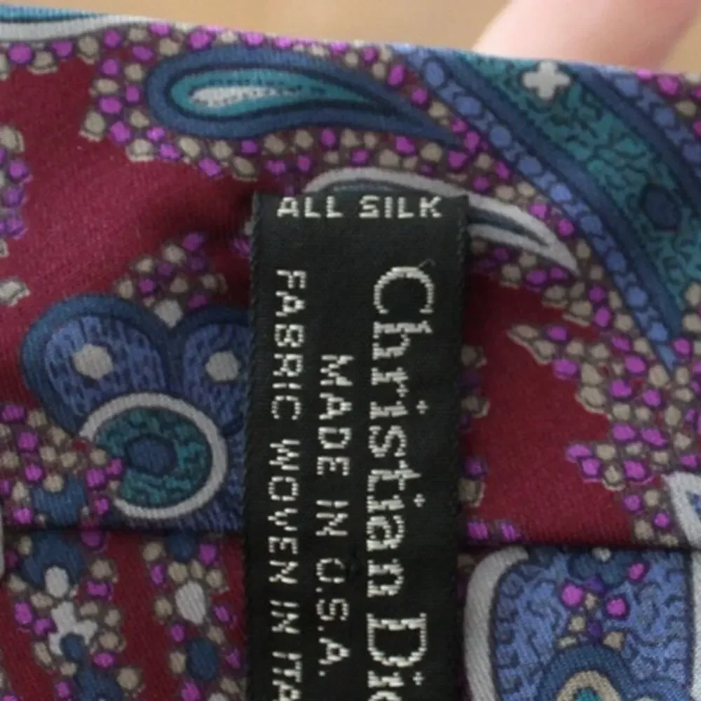 Christian Dior Vintage Paisley‎ Printed Silk Neck Tie
